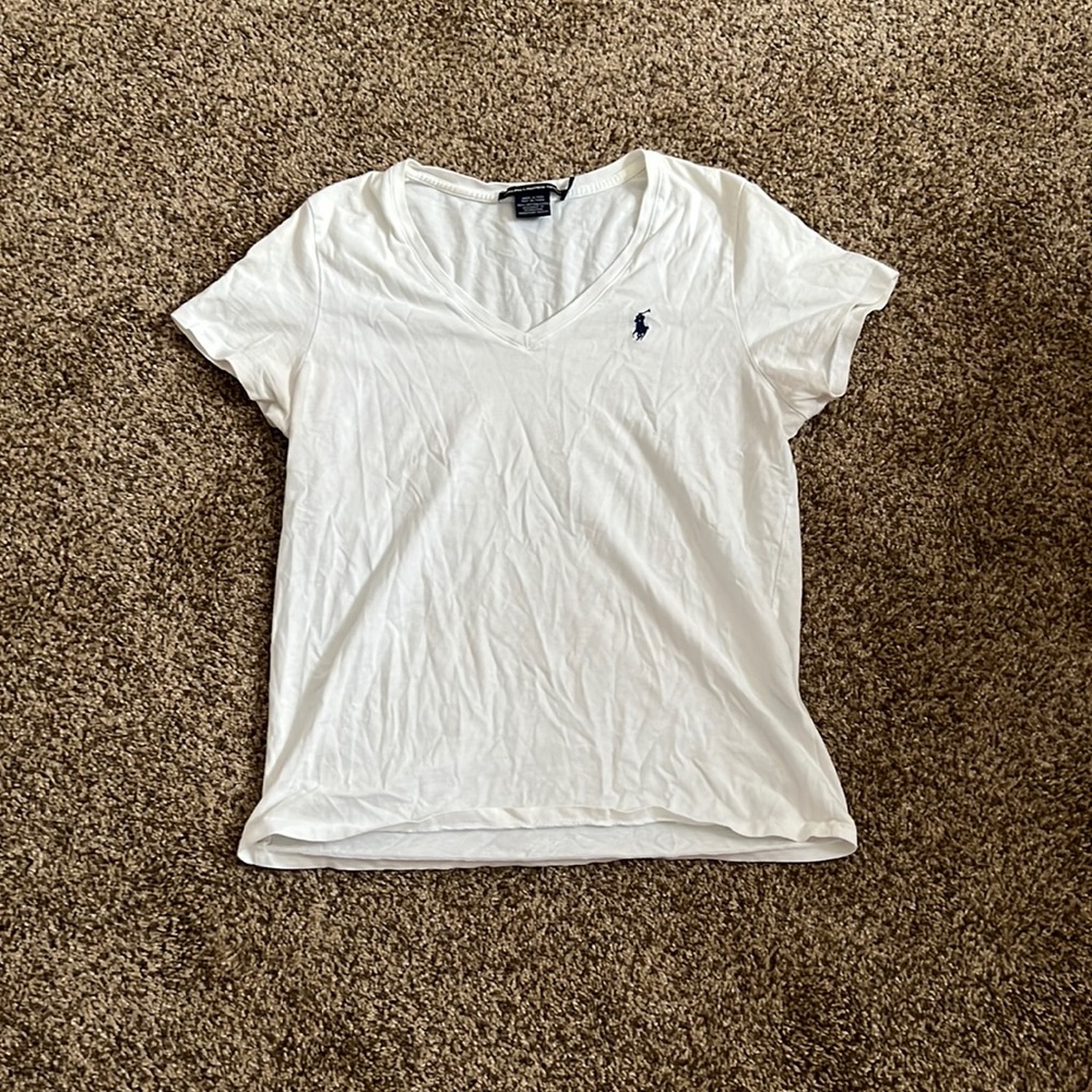 White polo Ralph Lauren tee size LG
